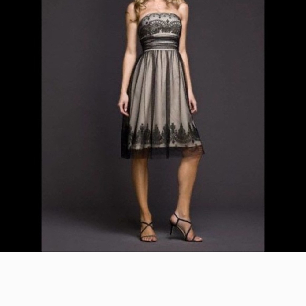 David's Bridal Strapless Black and Gray Dress
